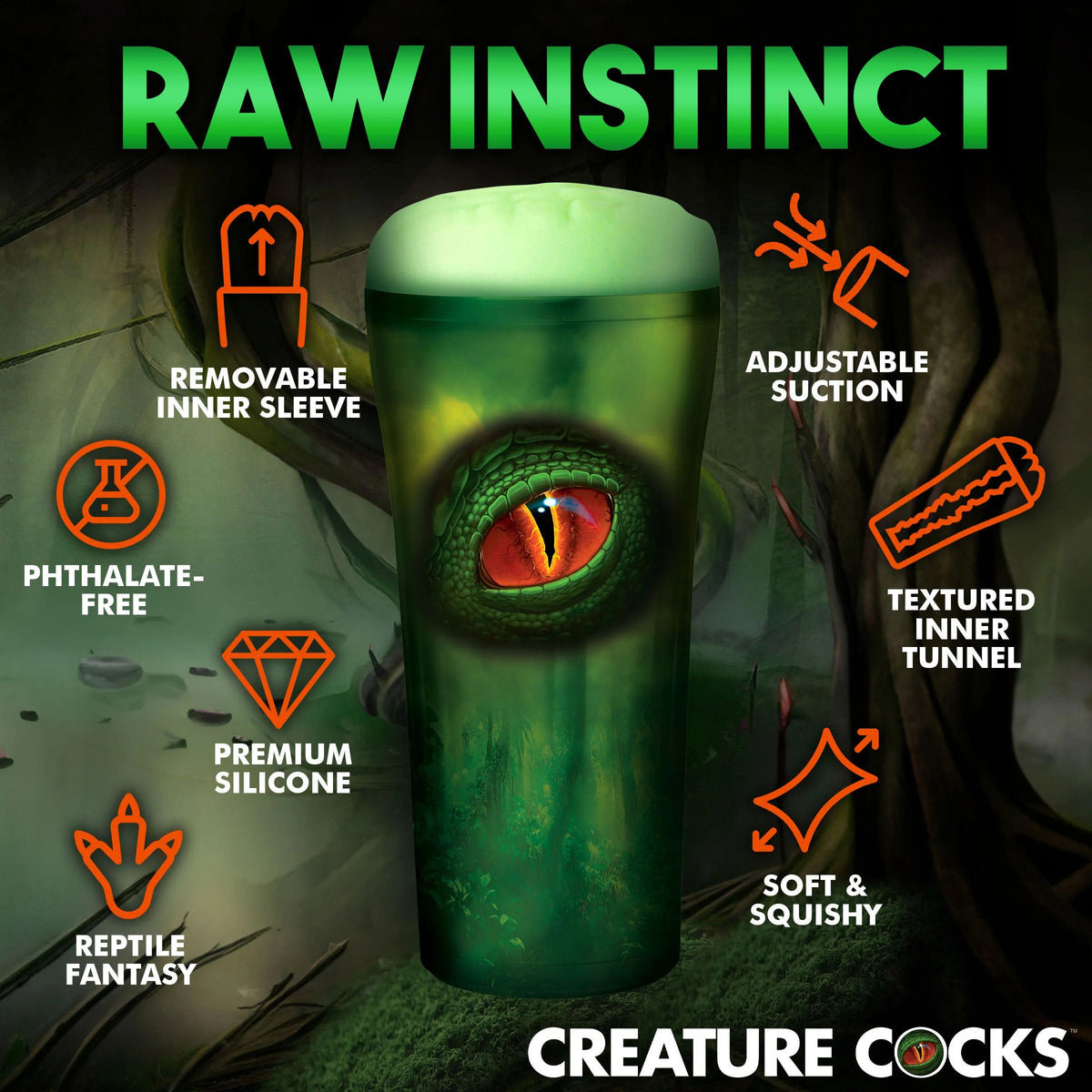 Raptor Reptile Stroker - Green by Masturbators and Strokers