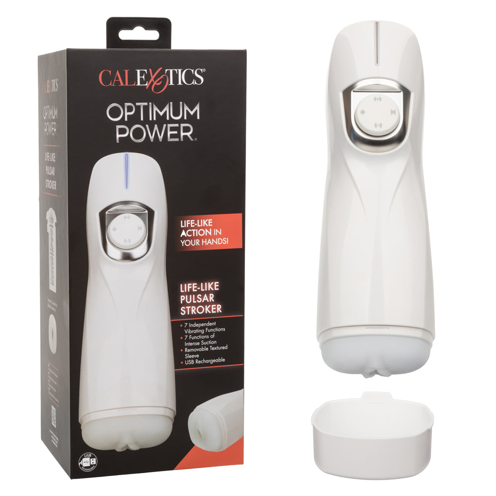 Optimum Power Lifelike Pulsar Stroker - White by Masturbators and Strokers
