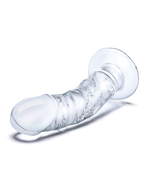 Glas 7" Realistic Curved Glass Dildo w/Veins - Clear by Anal Toys & Stimulators