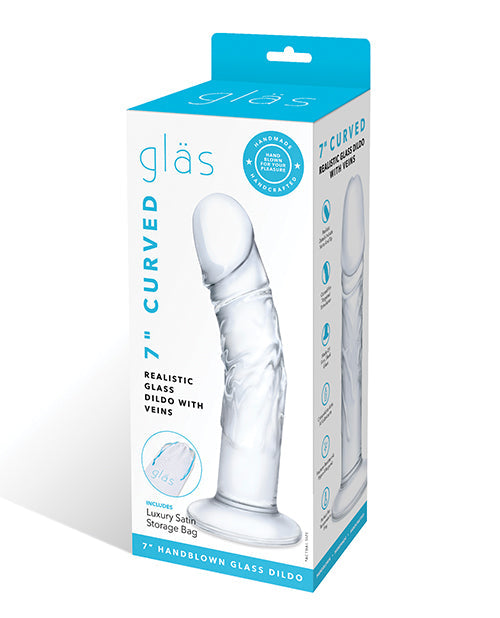 Glas 7" Realistic Curved Glass Dildo w/Veins - Clear by Anal Toys & Stimulators
