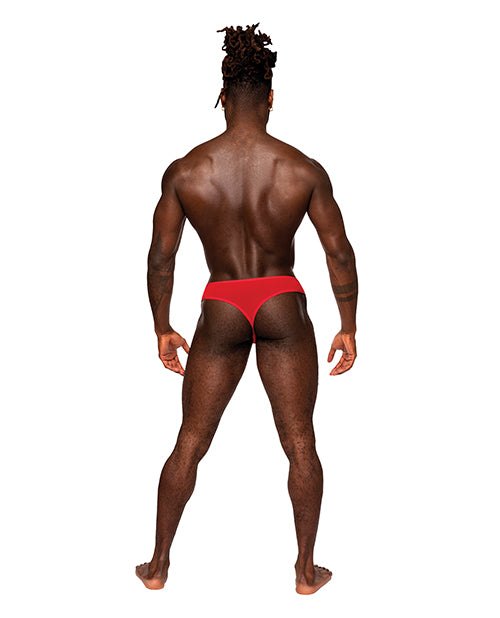Sassy Lace Open Ring Thong Red S/M by Apparel