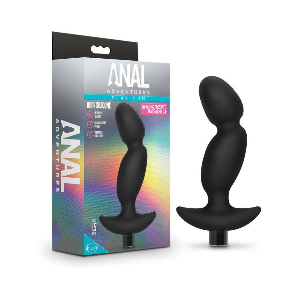 Anal Adventures Platinum Silicone rechargeable vibrating prostate massager with wavy curves and ergonomic design