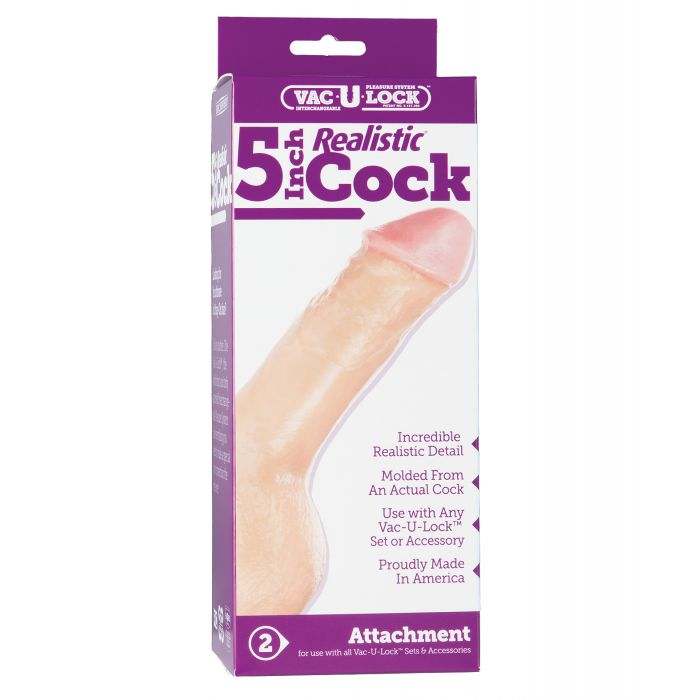 Vac-U-Lock 5" Realistic - White by Anal Toys & Stimulators