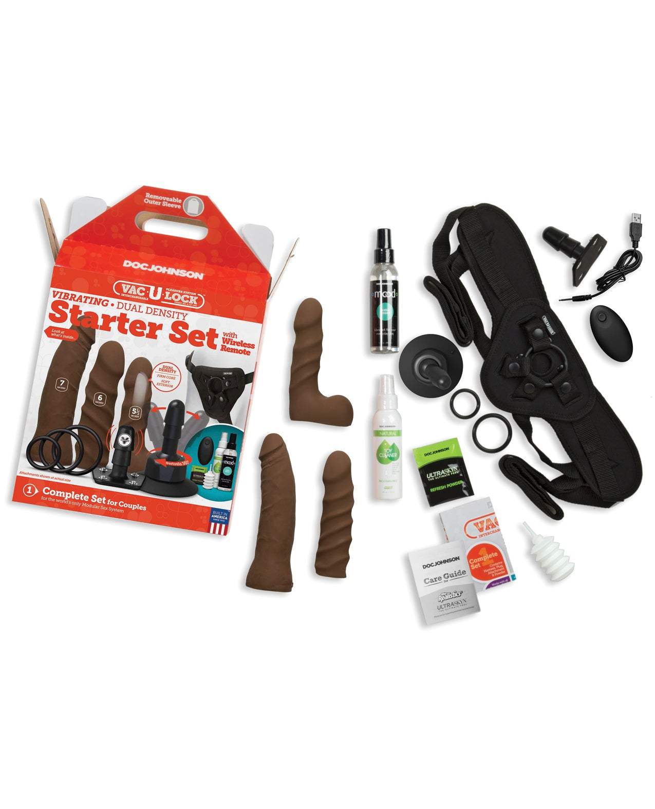 Vac-U-Lock Dual Density Starter Set with wireless remote and accessories in chocolate color