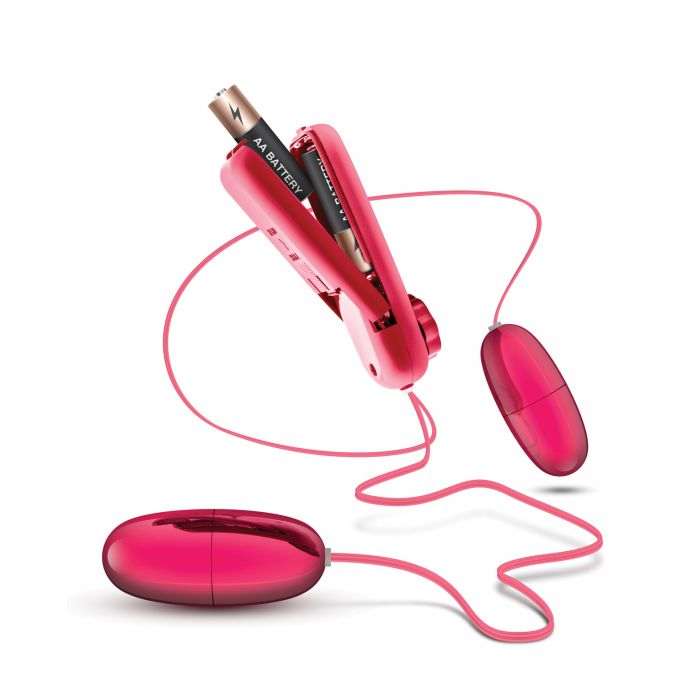Blush B Yours Double Pop Eggs in cerise with dual vibrating eggs and wired remote control powered by AA batteries