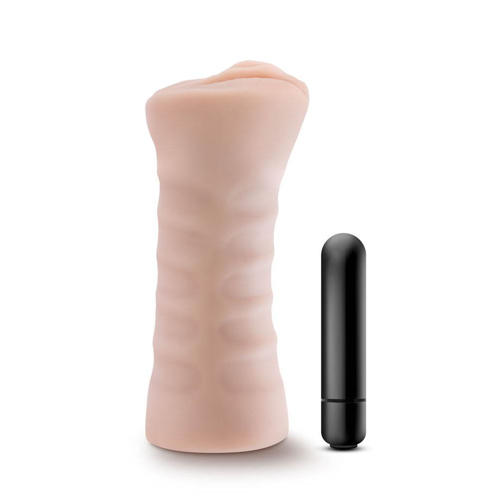 M for Men - Rain - Vanilla lifelike soft male masturbator with ribbed texture and vibrating bullet.