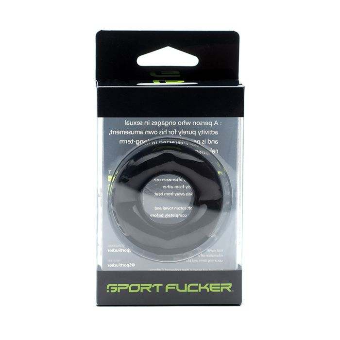 Sport Fucker Revolution Ring black cockring and ball stretcher in retail packaging