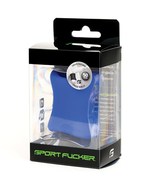 Sport Fucker Ergo Balls ergonomic silicone pleasure and training balls for grip and control in black and blue packaging
