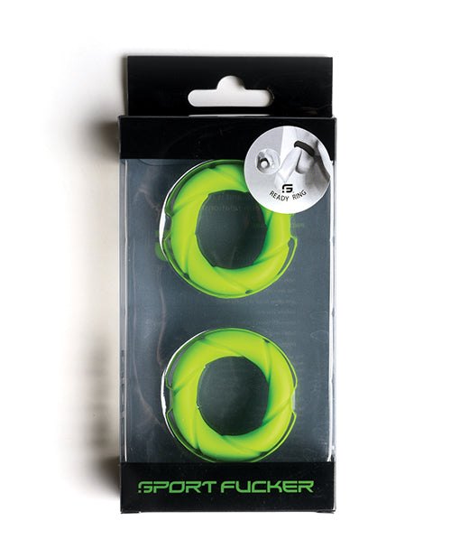 Sport Fucker Ready Rings durable green silicone rings for sport training and exercise in black packaging