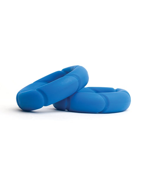 Two blue Sport Fucker Ready Rings made of durable liquid silicone for sport training and play