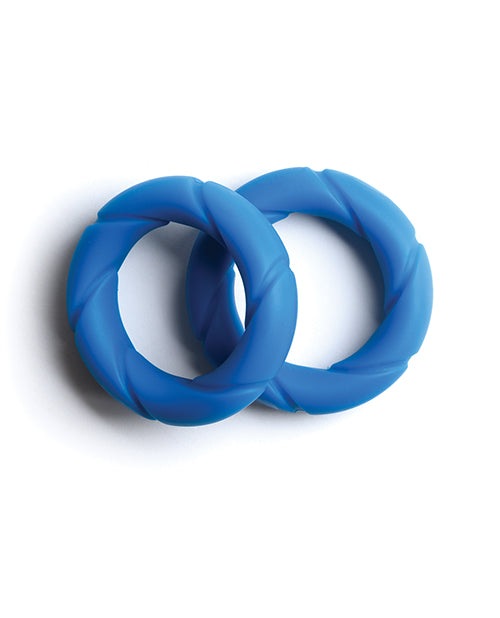Two blue Sport Fucker Ready Rings made of durable liquid silicone for sport training and play