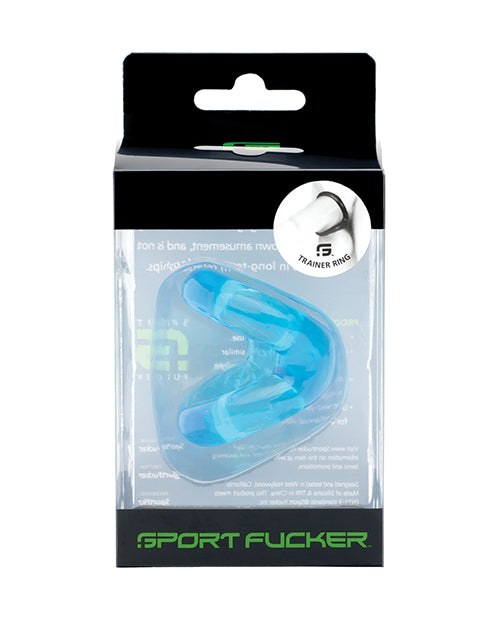 NO ETA Sport Fucker Trainer Ring in ice blue packaging, a flexible and stretchable cock and ball toy for enhanced pleasure and support.
