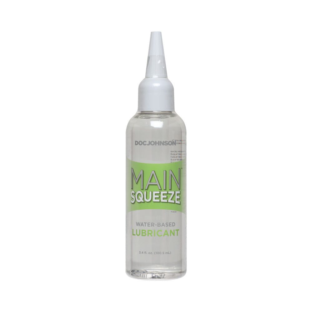 Main Squeeze water based lubricant 3.4 fl oz with precision nozzle, body-safe and compatible with all toys