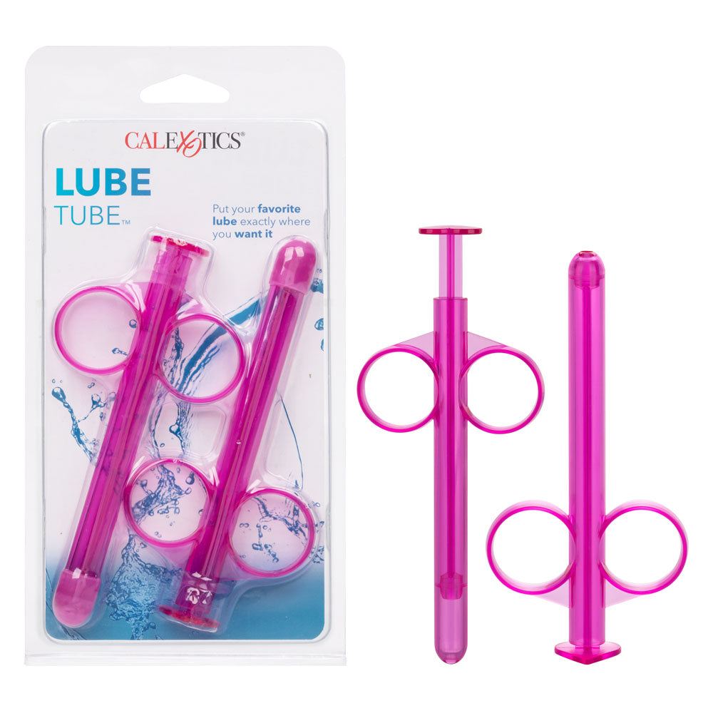Purple Lube Tube lubricant applicator with finger loops and plunger for precise water-based lubricant application