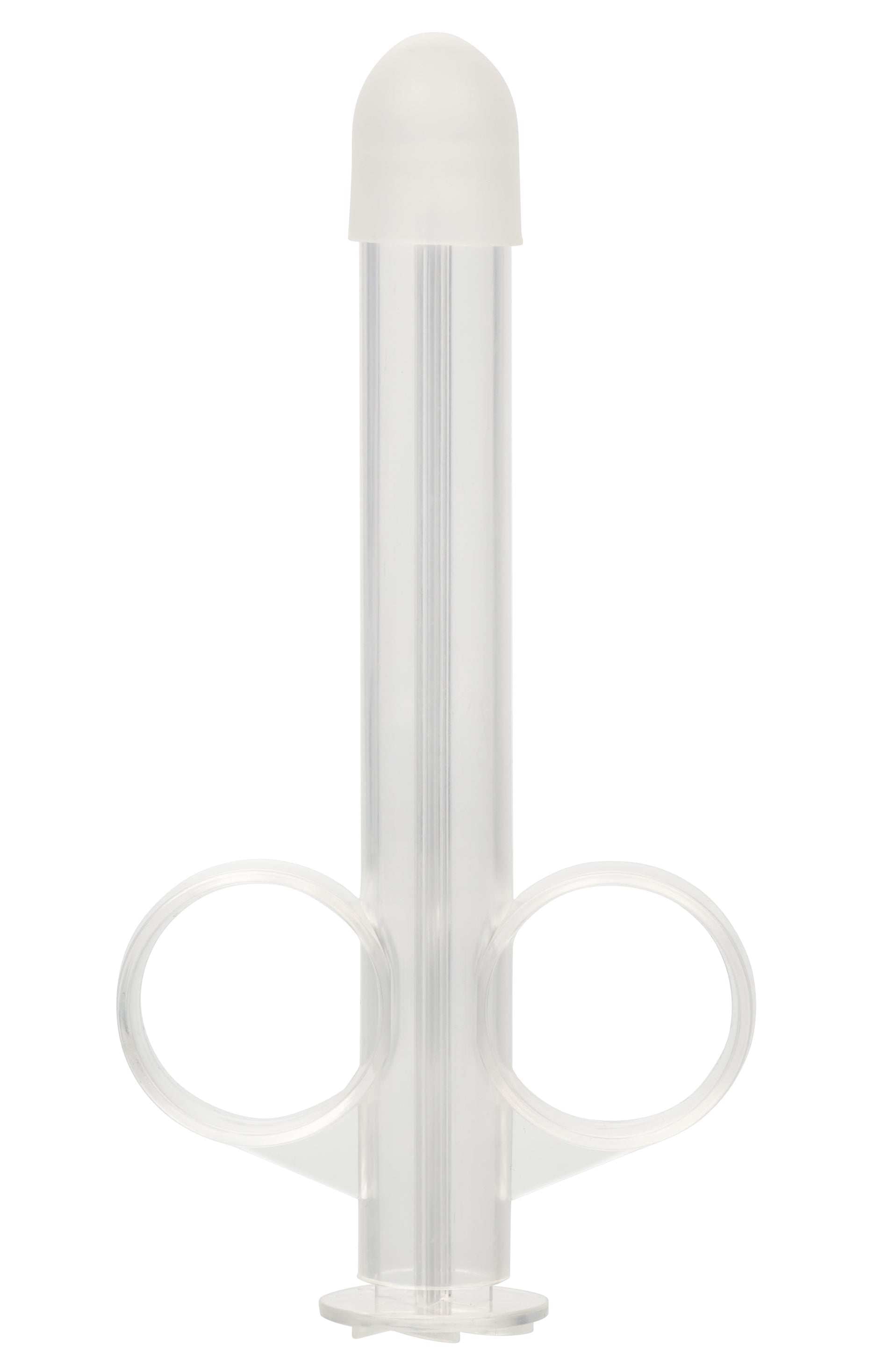 Clear XL lube tube with ergonomic dual rings and secure white cap for easy dispensing