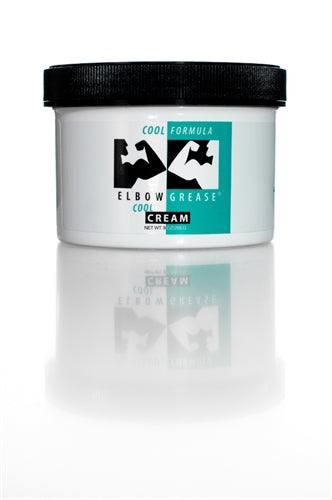 Elbow Grease Cool Cream 9 oz premium cooling lubricant in white jar with black lid