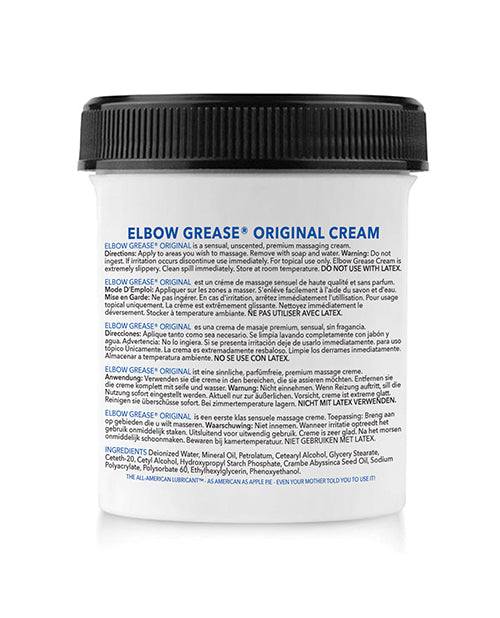 Elbow Grease Cream travel size 3.4 oz container with original formula for sensual, smooth, and intimate pleasure.