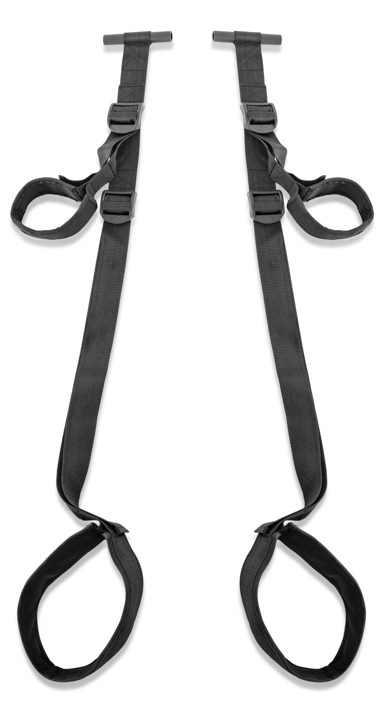 Fetish Fantasy Series Door Swing adjustable black straps with padded thigh supports for intimate play and suspension.