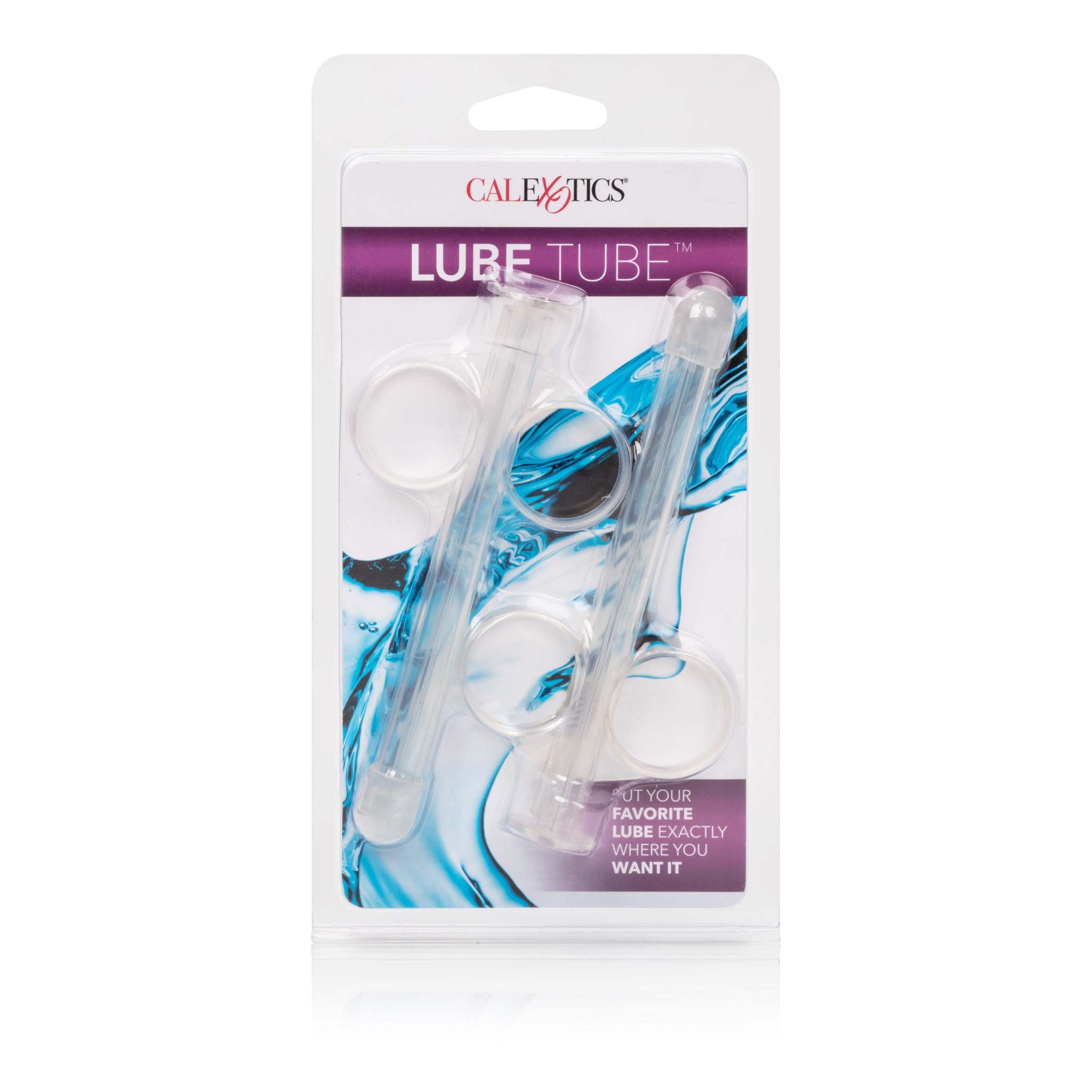 Two clear plastic Lube Tube applicators in retail packaging for precise lubricant application