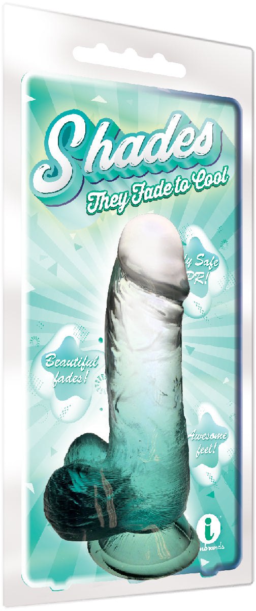 Shades 6 Inch Gradient Dong in emerald with body-safe TPR and ergonomic design in retail packaging