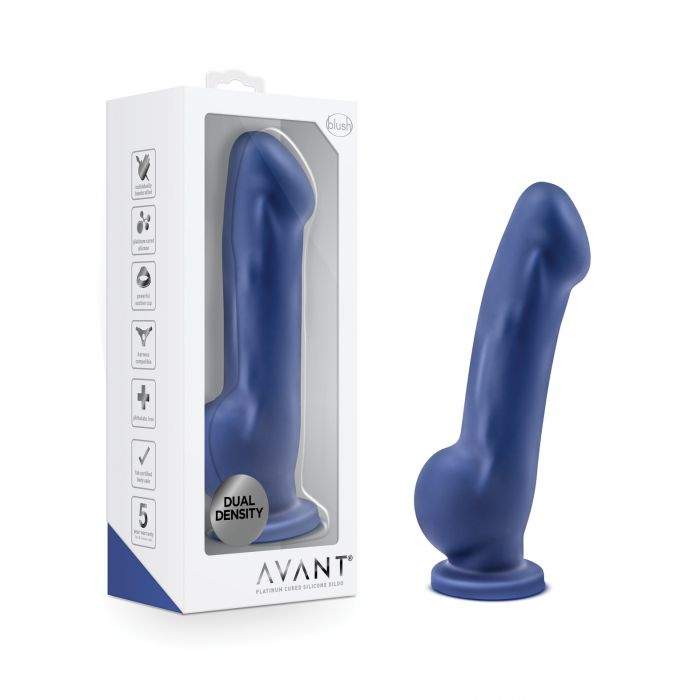 Blush Avant D8 Silicone Dildo in Ergo Indigo with dual density and ergonomic design