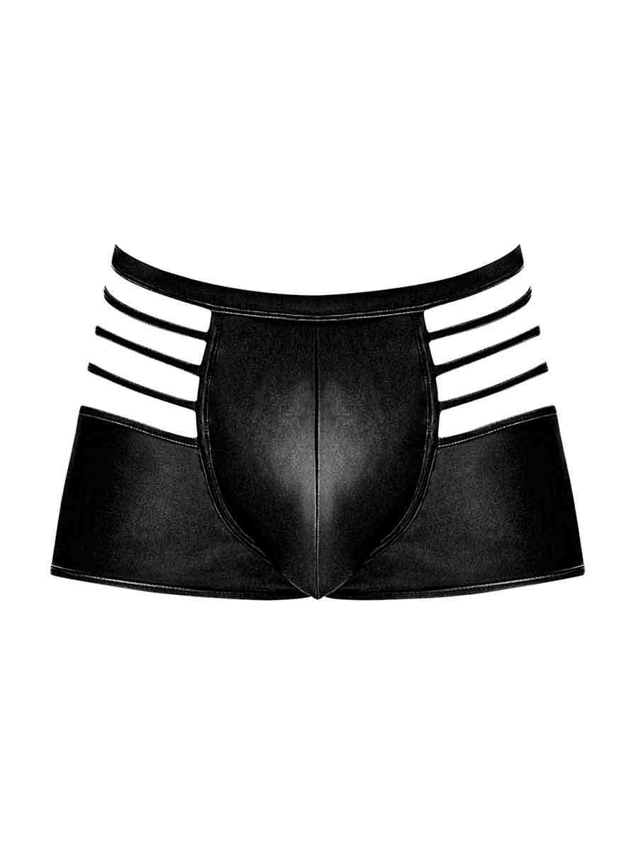 Black Cage Matte Cage Short with strappy side cutouts and matte leather-look finish in large size