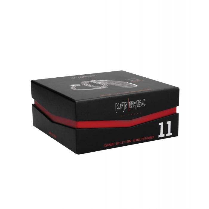 Shots Man Cage 4.5" Cock Cage w/Plug 11 - Clear by Bondage & Fetish Toys