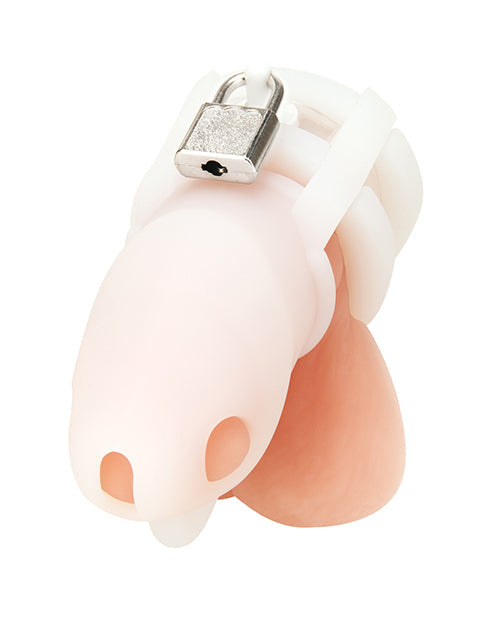 Blue Line 2" Silicone Mini Cock Cage With Ball Divider - White by Bondage & Fetish Toys