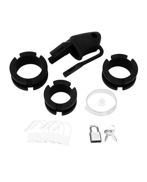 Blue Line 2" Silicone Mini Cock Cage With Ball Divider - Black by Bondage & Fetish Toys