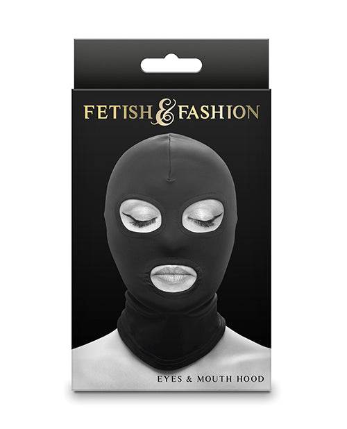 Fetish & Fashion black nylon eyes and mouth hood for BDSM and roleplay