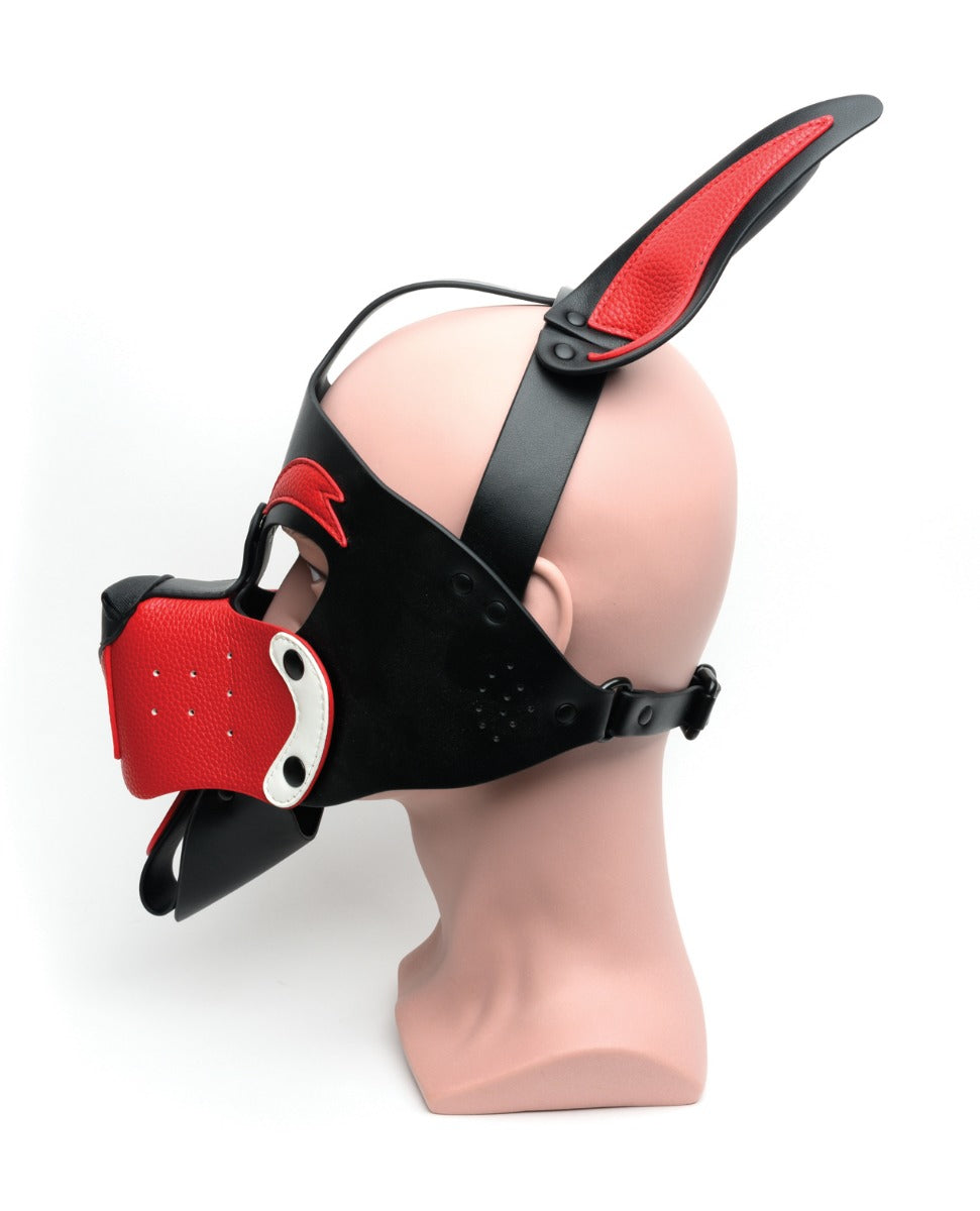 665 Playful Pup Hood - O/S Black/Red/White by Bondage & Fetish Toys