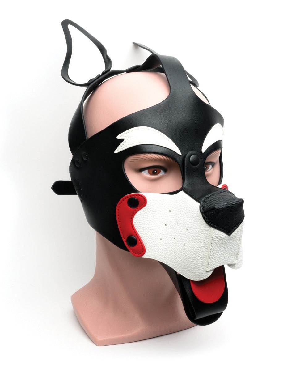 665 Playful Pup Hood - O/S Black/White/Red by Bondage & Fetish Toys