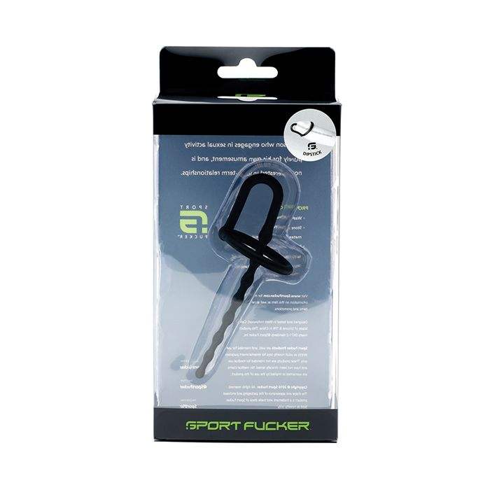 Sport Fucker Dipstick black medical-grade silicone intimate pleasure product in packaging