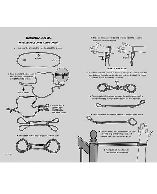 Merci Hogtie - Bind & Tie Wrist or Ankle Cuffs - 6 mm Hemp -Black by Bondage & Fetish Toys