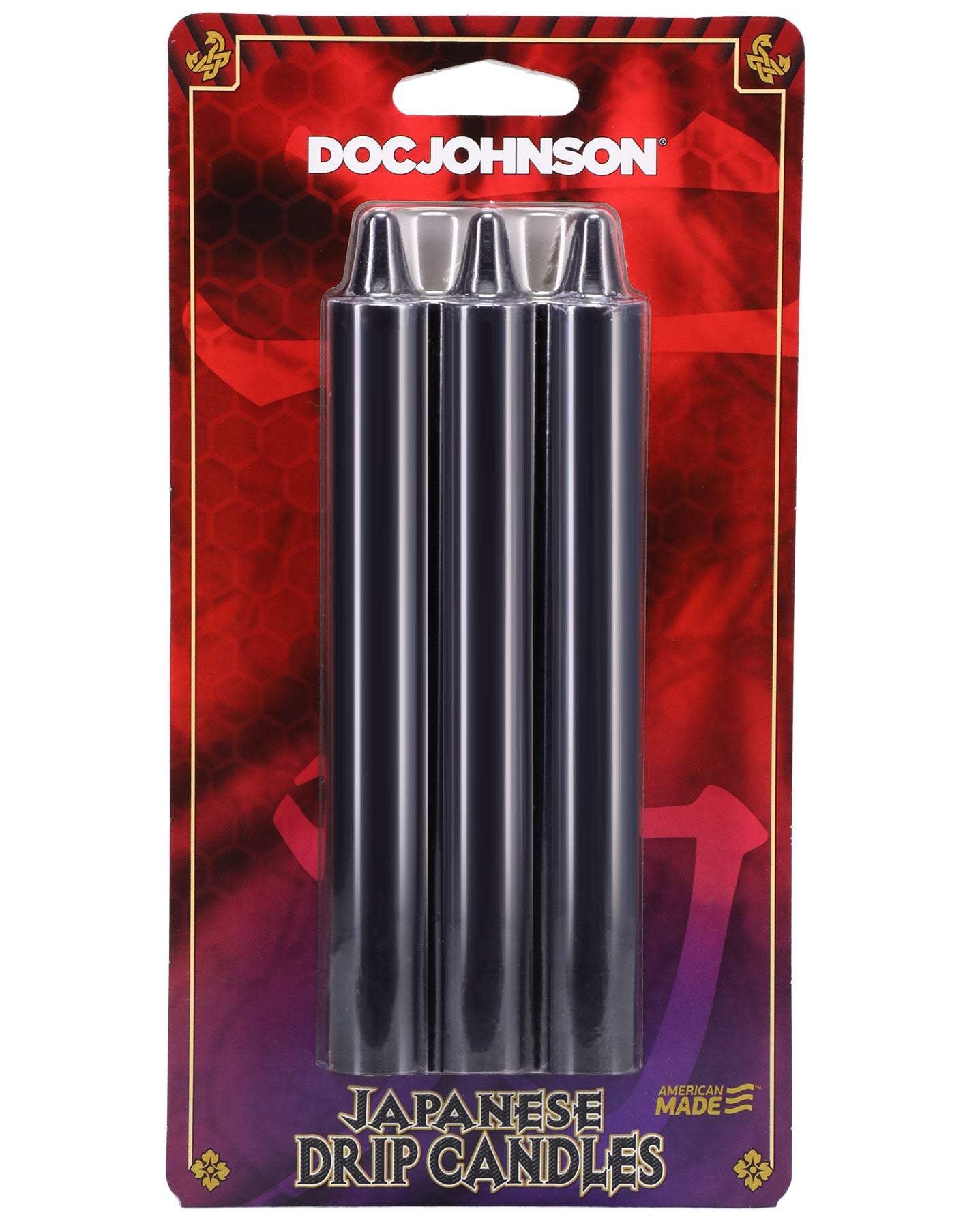 Three-pack of black Japanese Drip Candles in packaging for sensual wax play