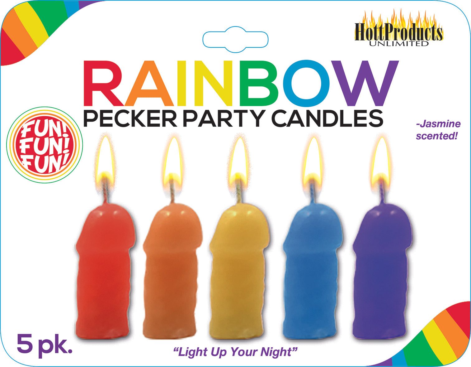 Rainbow Pecker Party Candles - 5 Pack by Bondage & Fetish Toys