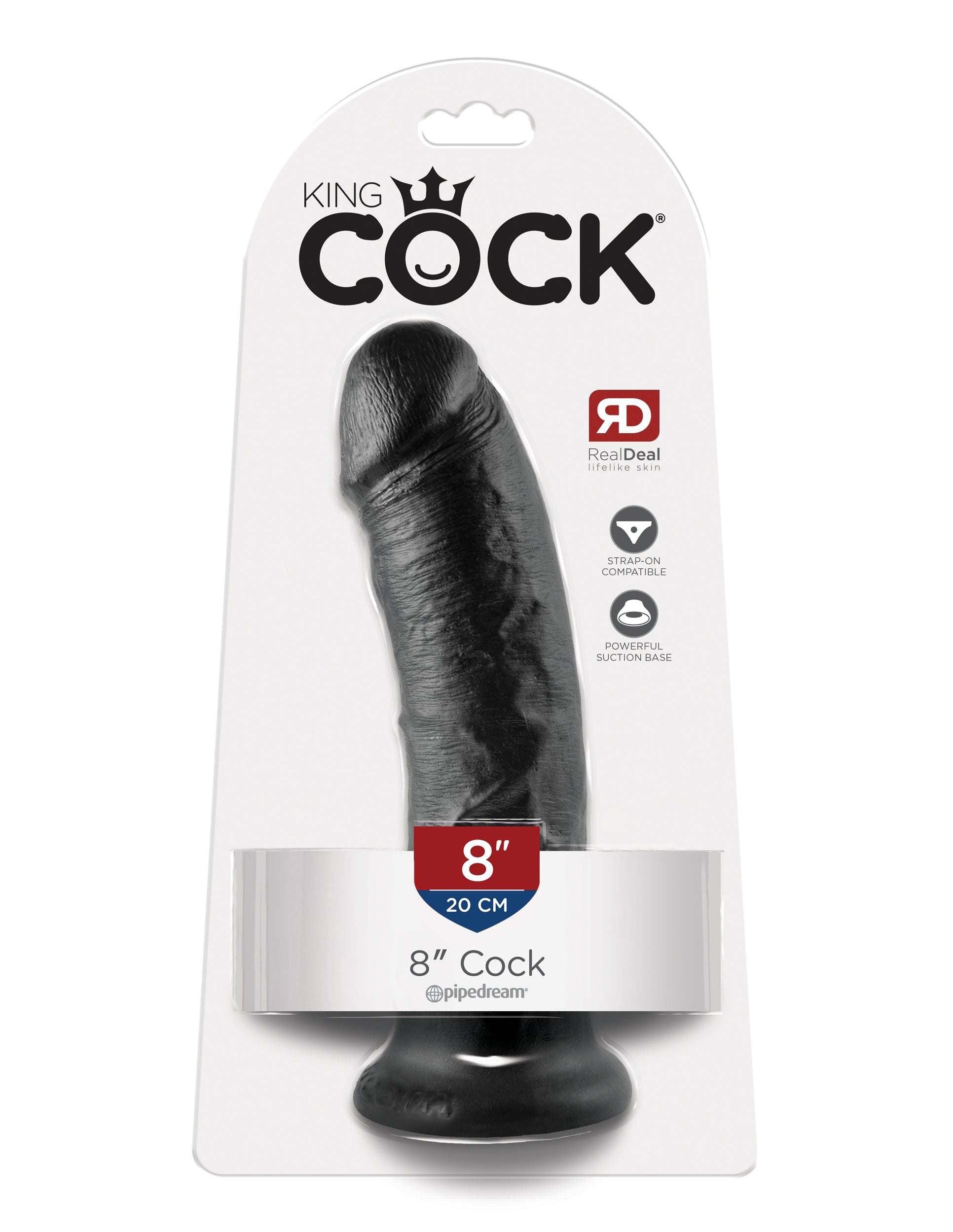King Cock Collection 8-inch realistic black dildo with suction base and lifelike texture