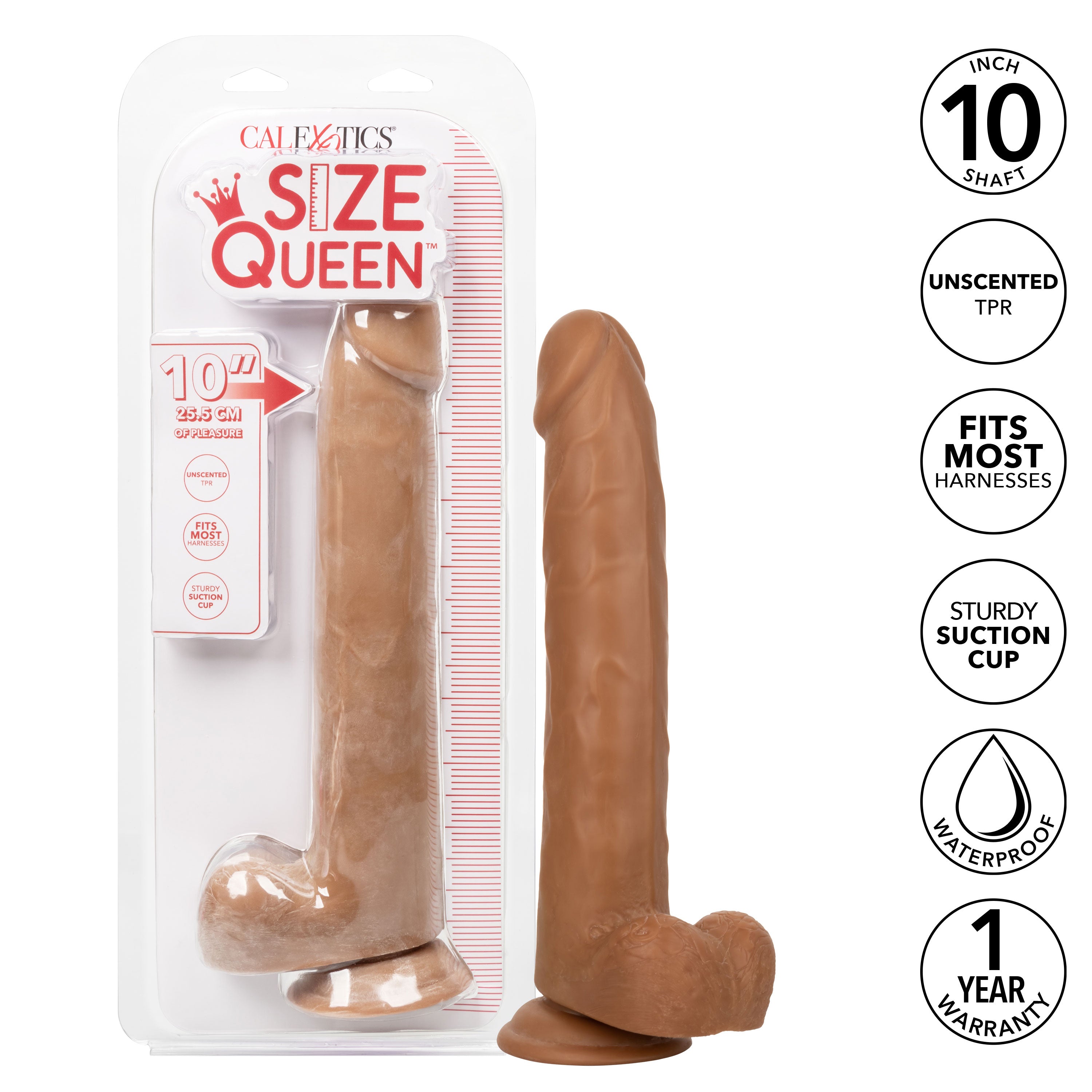 Size Queen 10 inch/25.5 Cm - Brown by Anal Toys & Stimulators