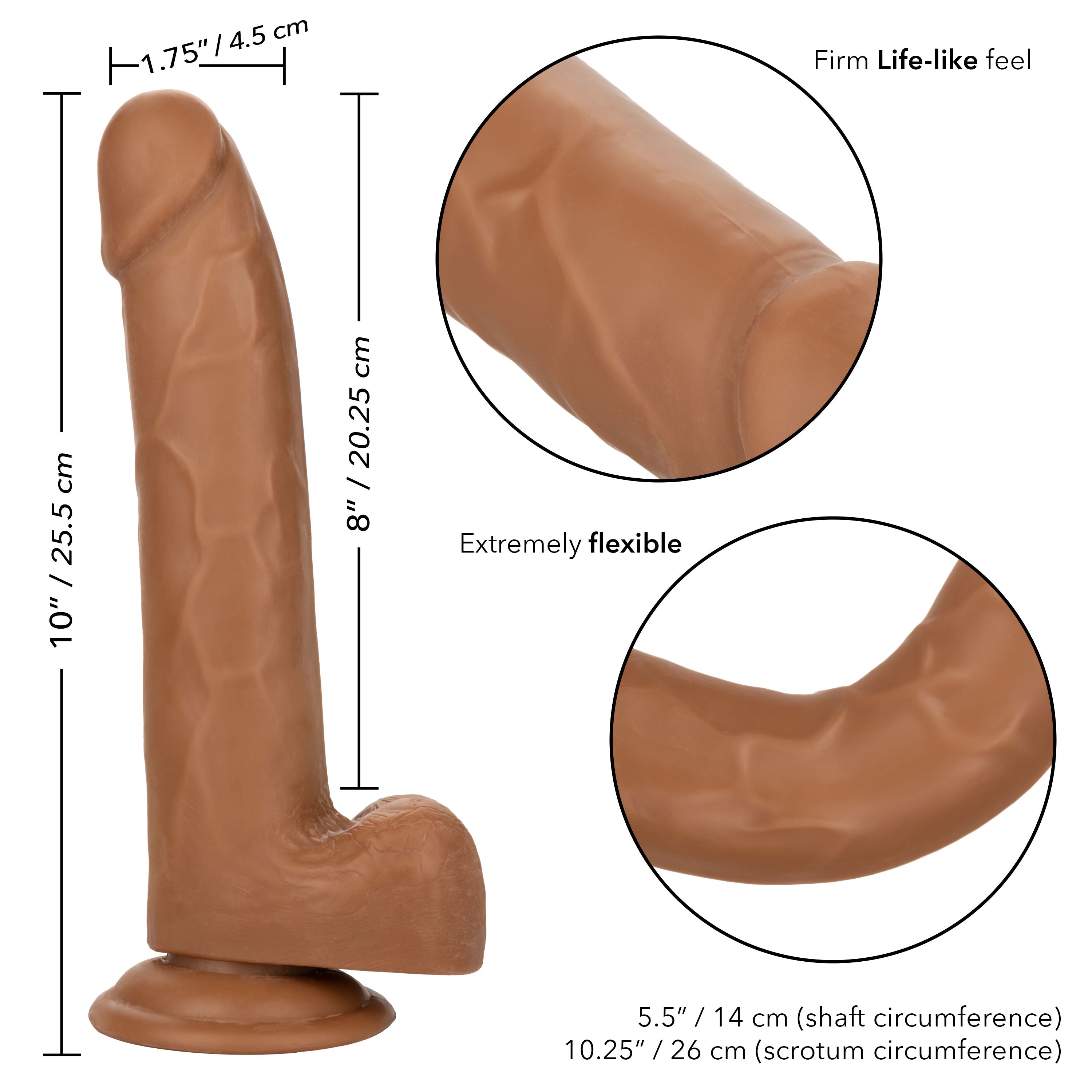 Size Queen 8 inch/20.25 Cm - Brown by Anal Toys & Stimulators
