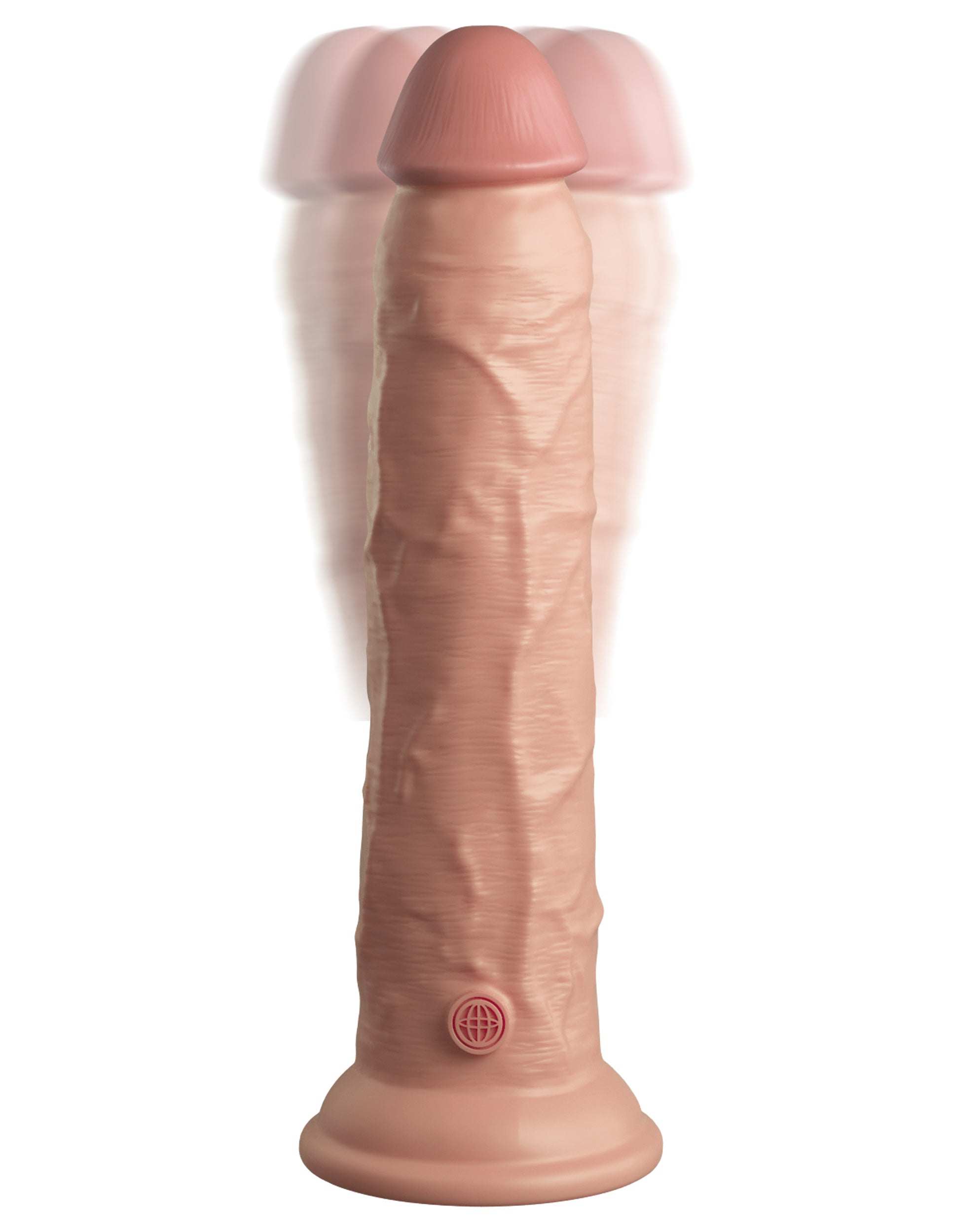 King Cock Elite 9 inch lifelike vibrating dual density silicone dildo with suction cup base and remote control in light skin tone
