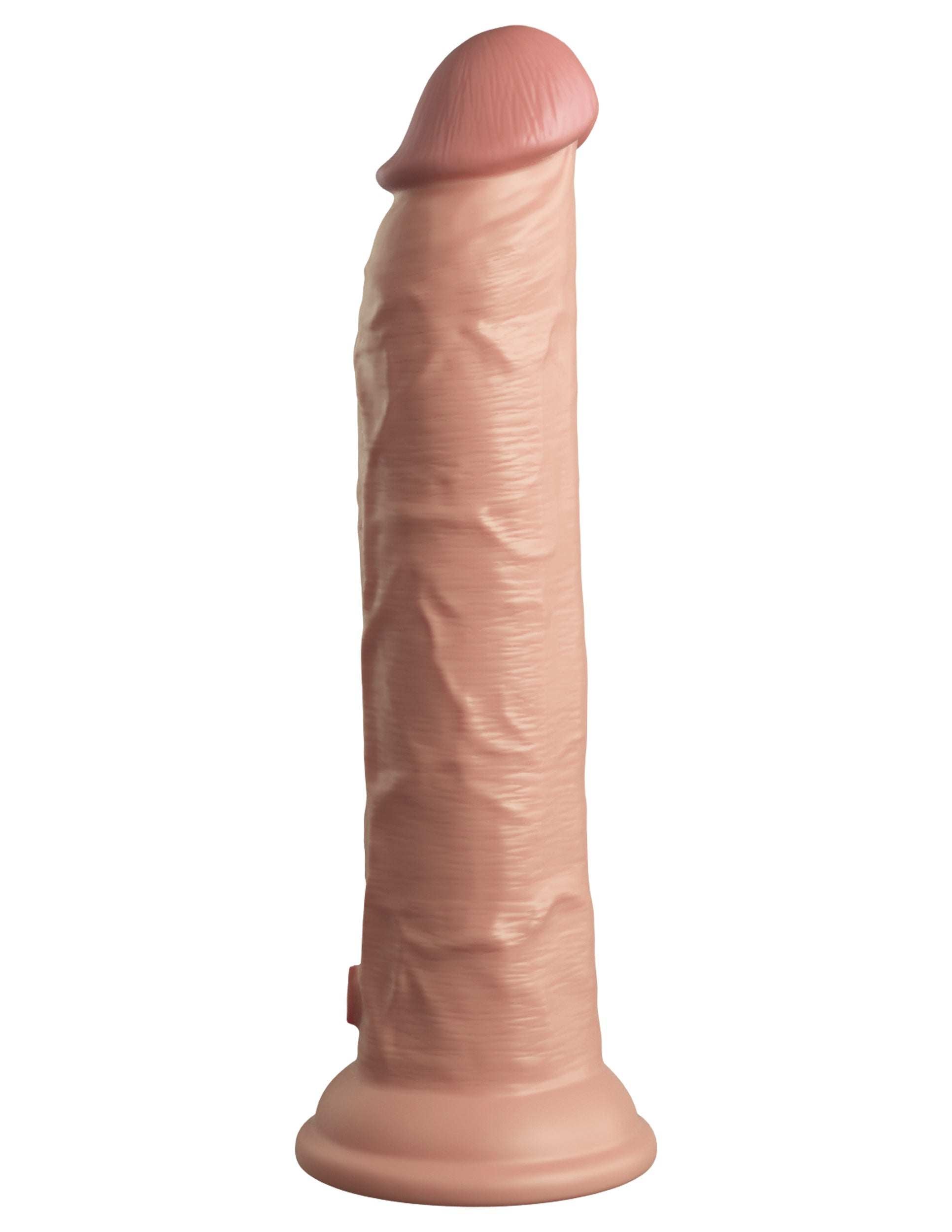 King Cock Elite 9 inch realistic vibrating silicone dildo with suction base and remote control in light skin tone