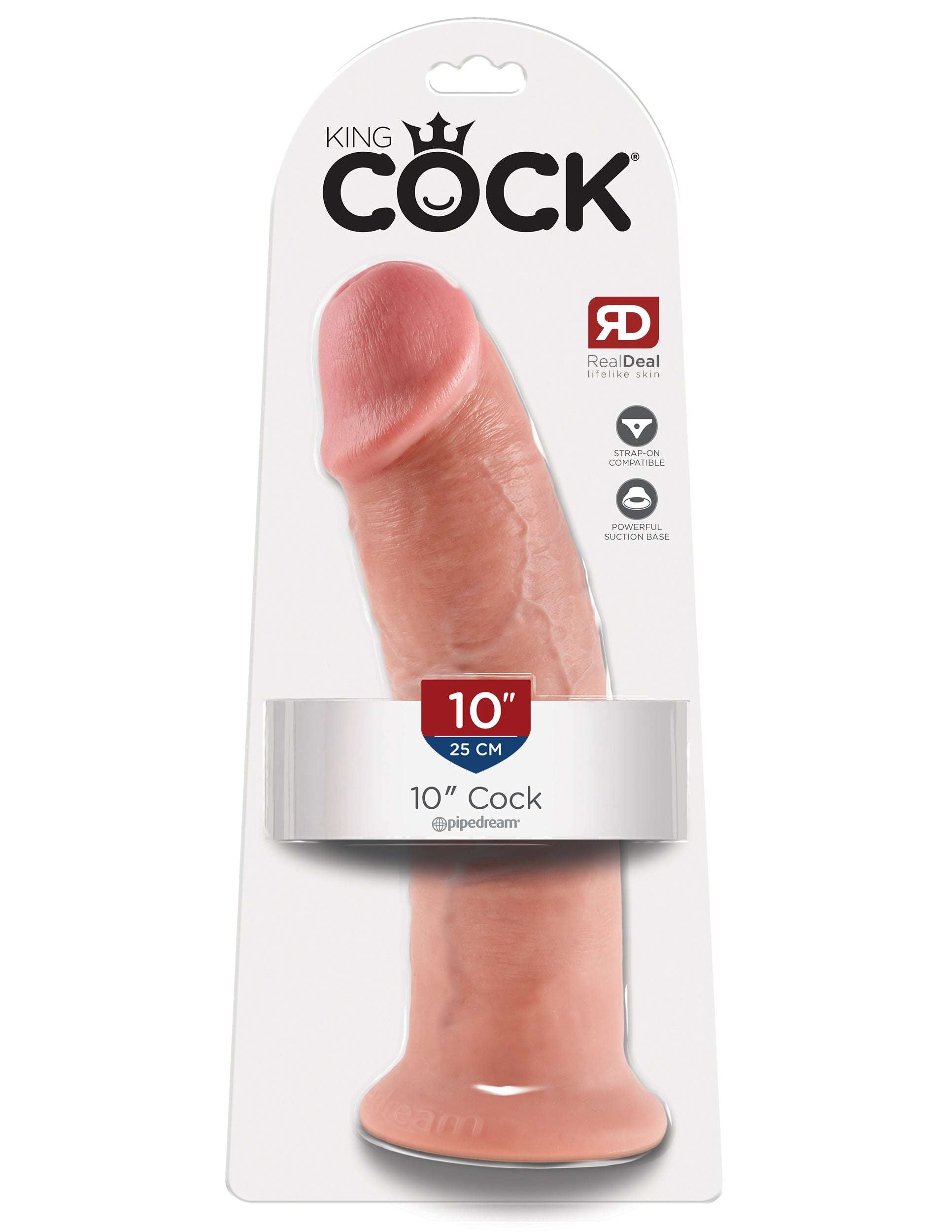 King Cock Collection 10-inch realistic dildo with suction base and lifelike texture in packaging