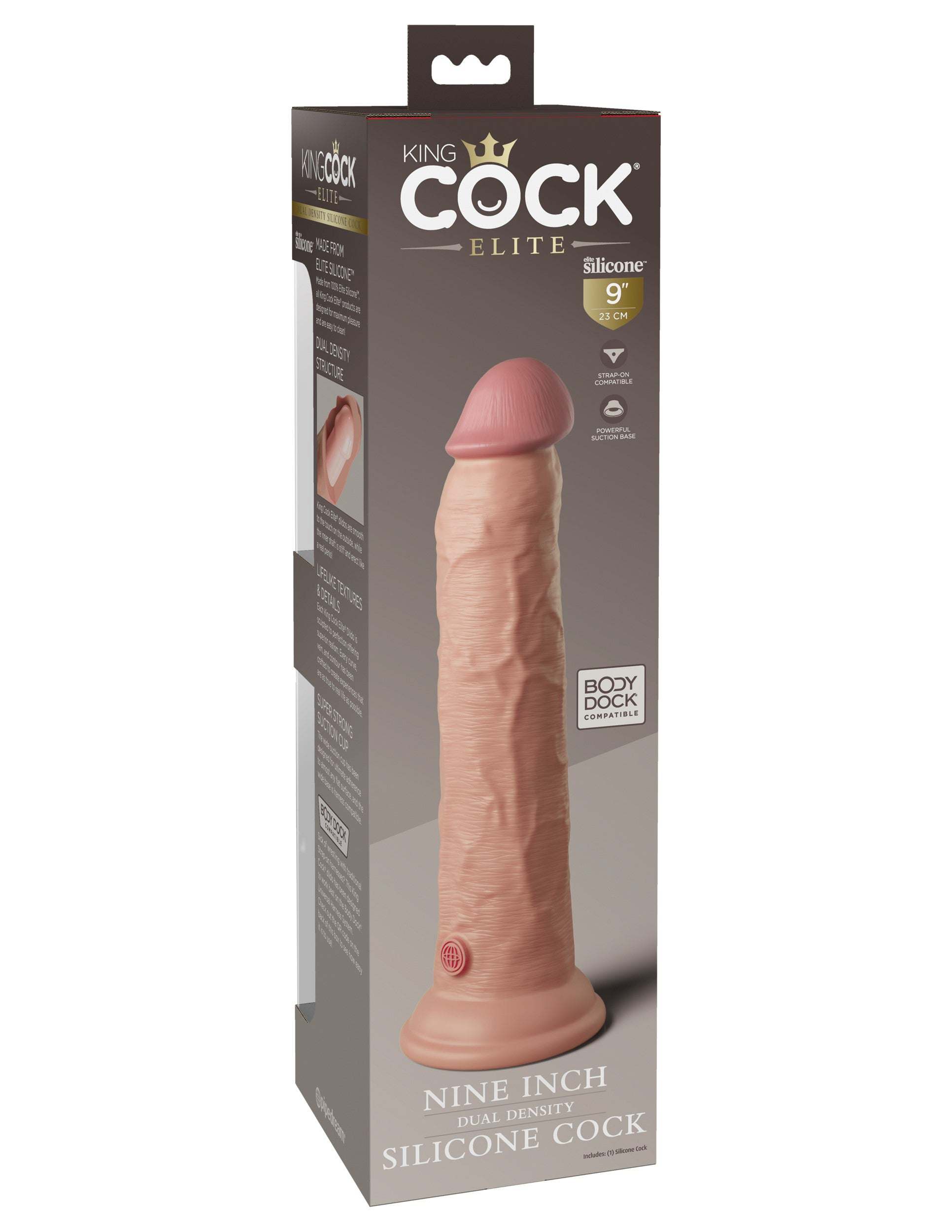 King Cock Elite 9 Inch Light Silicone Dual Density Realistic Dildo with Suction Cup