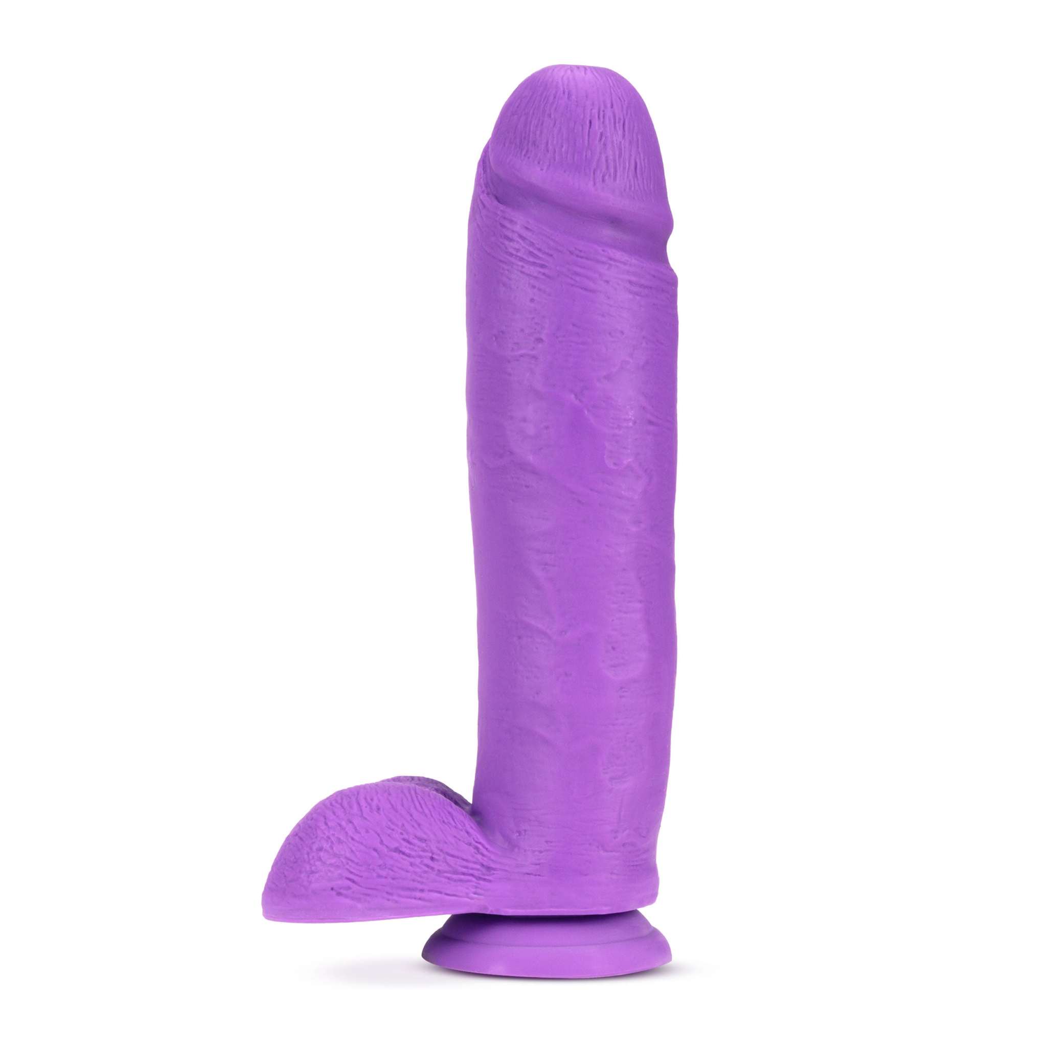 Neo Elite 10 inch neon purple silicone dual density dildo with suction cup and balls
