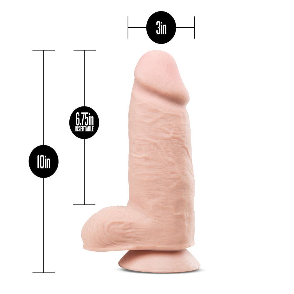 Au Naturel 2.75 Pounder vanilla dildo with 10-inch length and suction cup base, realistic design and dual density technology.