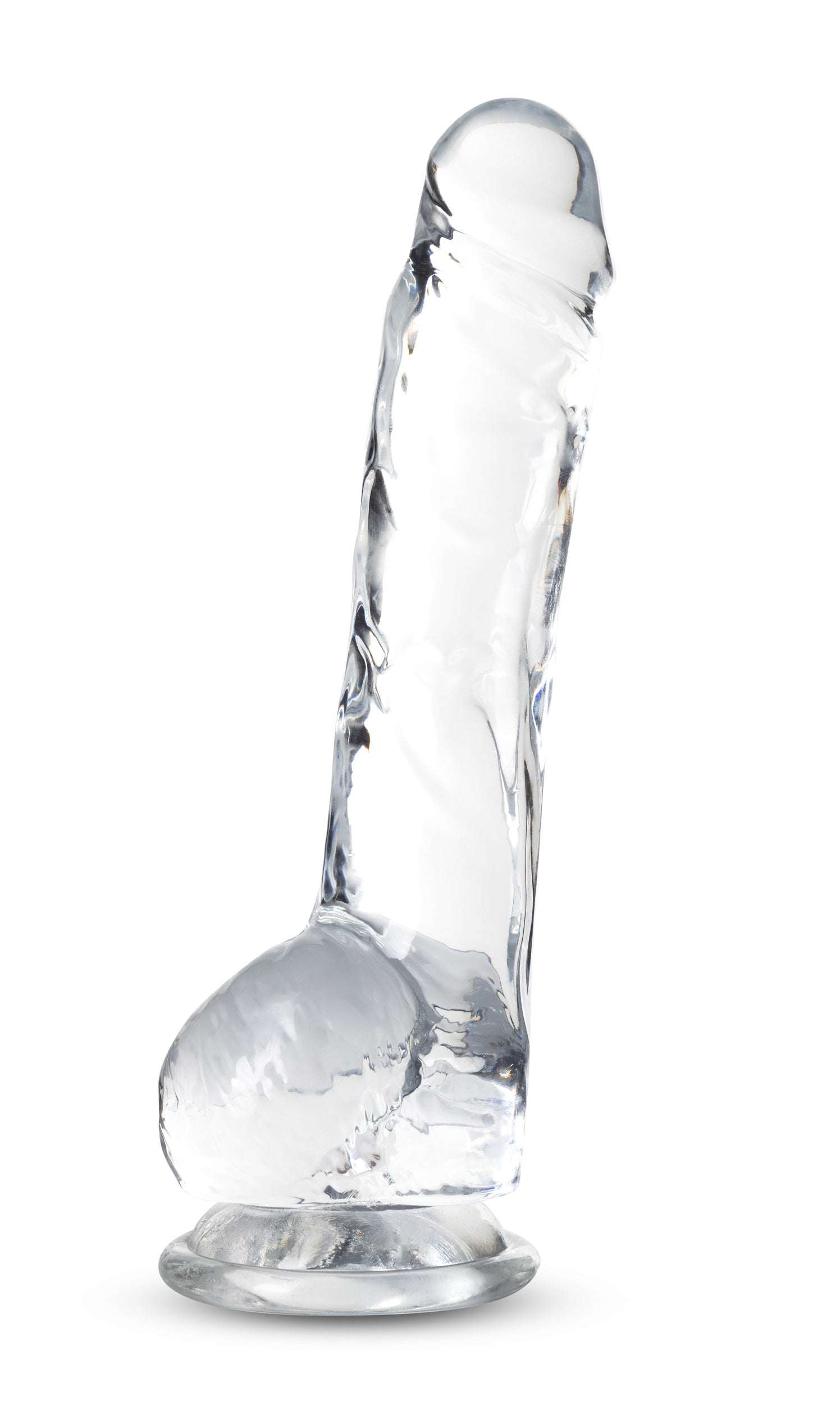 Naturally Yours 8 inch crystalline dildo with suction cup base in clear diamond design