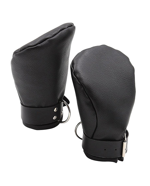 Shots Ouch Puppy Play Lined Fist Mitts - Black by Bondage & Fetish Toys