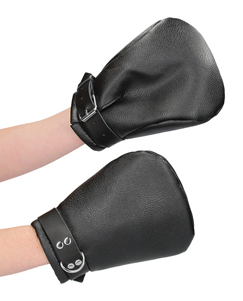 Shots Ouch Puppy Play Lined Fist Mitts - Black by Bondage & Fetish Toys