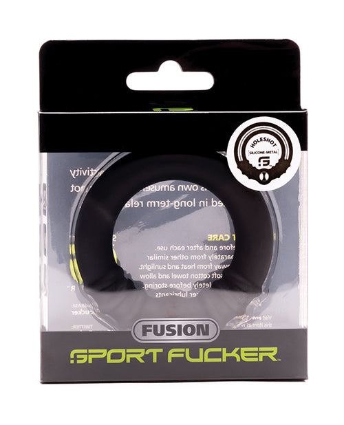 Sport Fucker Fusion Holeshot Ring 42mm black silicone and metal support cock ring in packaging