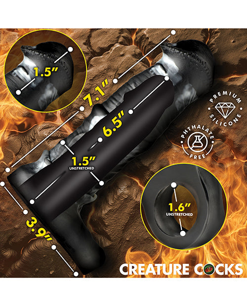 Creature Cocks Stallion 1.5" Silicone Penis Extension - Black/Silver - Extra Large by Cock & Balls